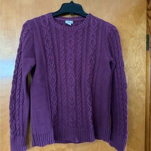 L.L. Bean Women's Rich Purple Cable Sweater